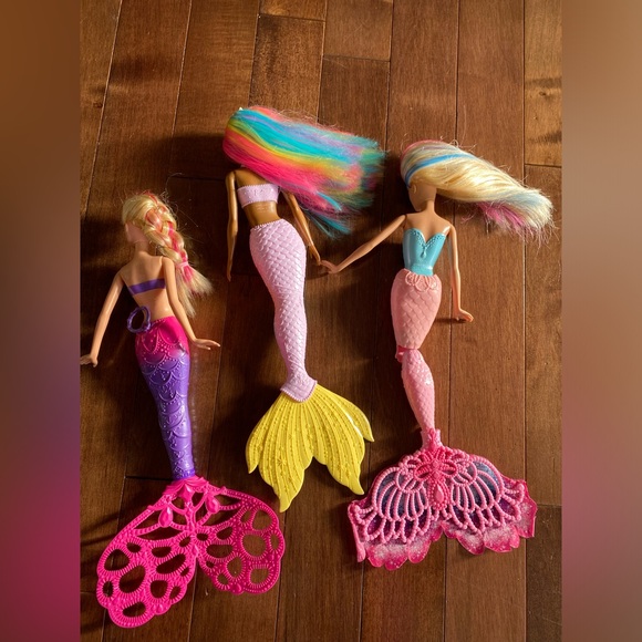 Assorted Mermaid Dolls Barbie and Mattel with Rainbow Hair - Picture 4 of 9